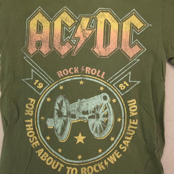 ACDC Band Crew Neck Short Sleeve Graphic T Shirt Mens Size Small S Green - Picture 4 of 9